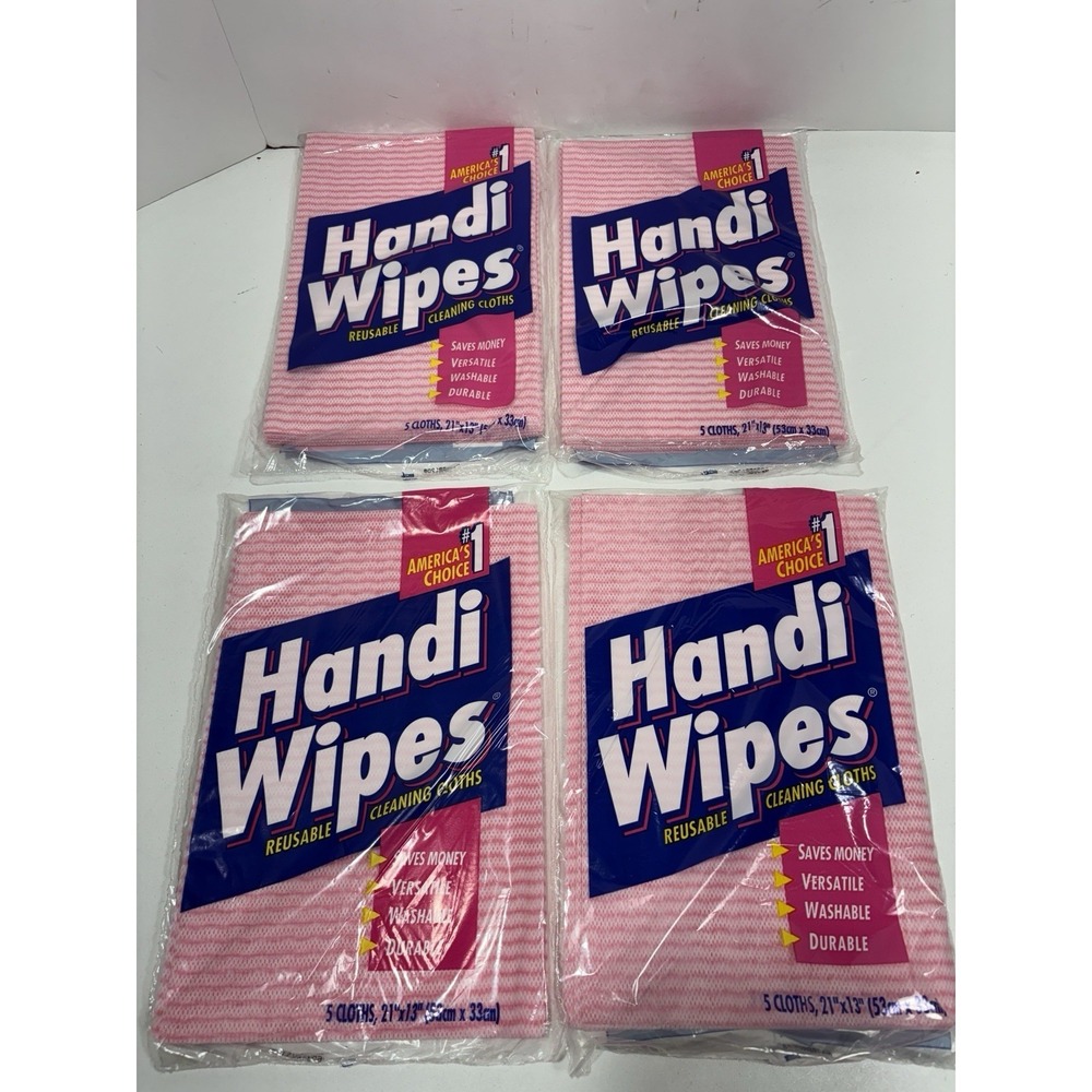 VINTAGE Handi Wipes Lot Of 4 Reusable Multi-purpose Cloths Pink 5 Pk Each‎ New!